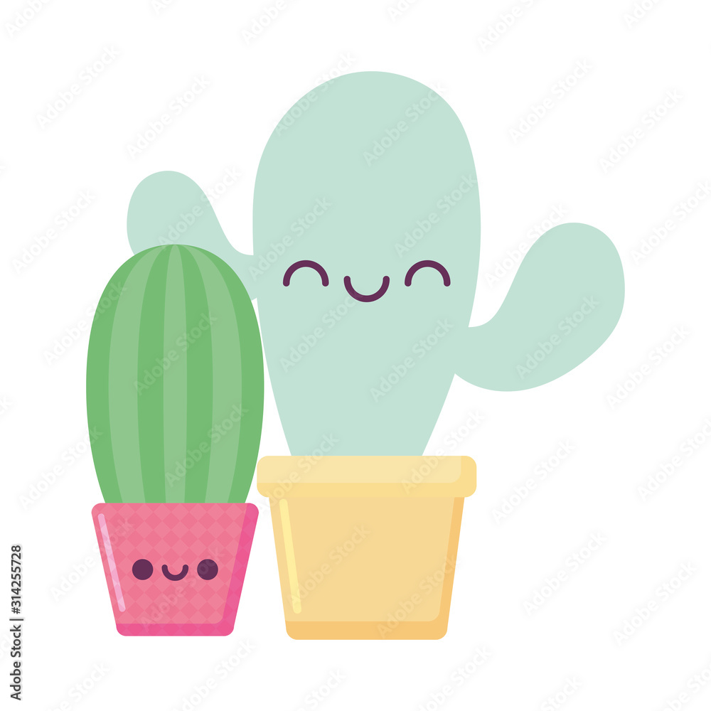 kawaii cactus plants cartoons vector design kawaii cactus plants cartoons vector design