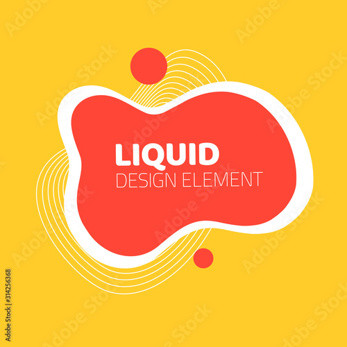 Fluid shape or liquid graphic element design vector on dark background for flyer or presentation template, gradient abstract geometric shapes for trendy text, wavy splash and curvy backdrop image