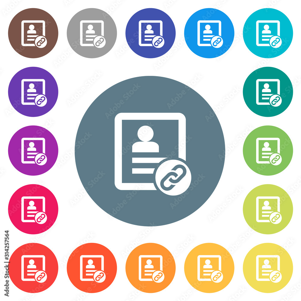 Contact attach flat white icons on round color backgrounds Contact attach flat white icons on round color backgrounds