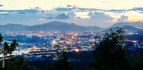 Beautiful landscape. A city during the twilight of the day. Phuket, Thailand