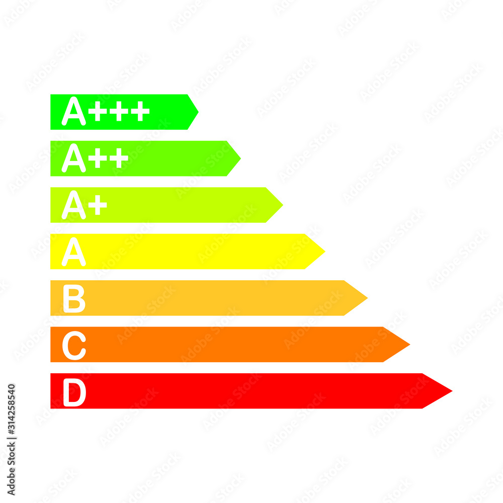 Energy efficiency consumption rating label, vector illustration. Energy efficiency consumption rating label, vector illustration.