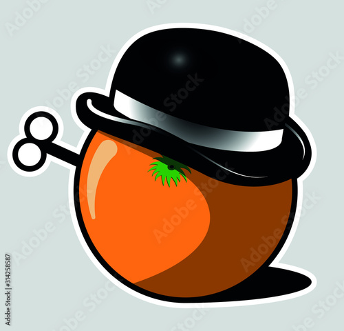 Canvas Print A clockwork orange in color.  bowler hat. Vector illustration.