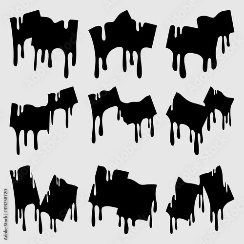 A set of blot images. A leaking square of ink.