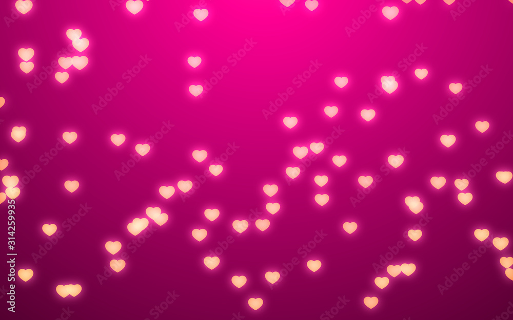 Fototapeta premium Valentine day white hearts light on pink background.
