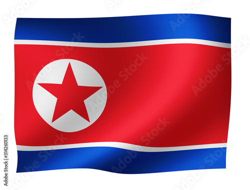 Waving national flag illustration / north korea
