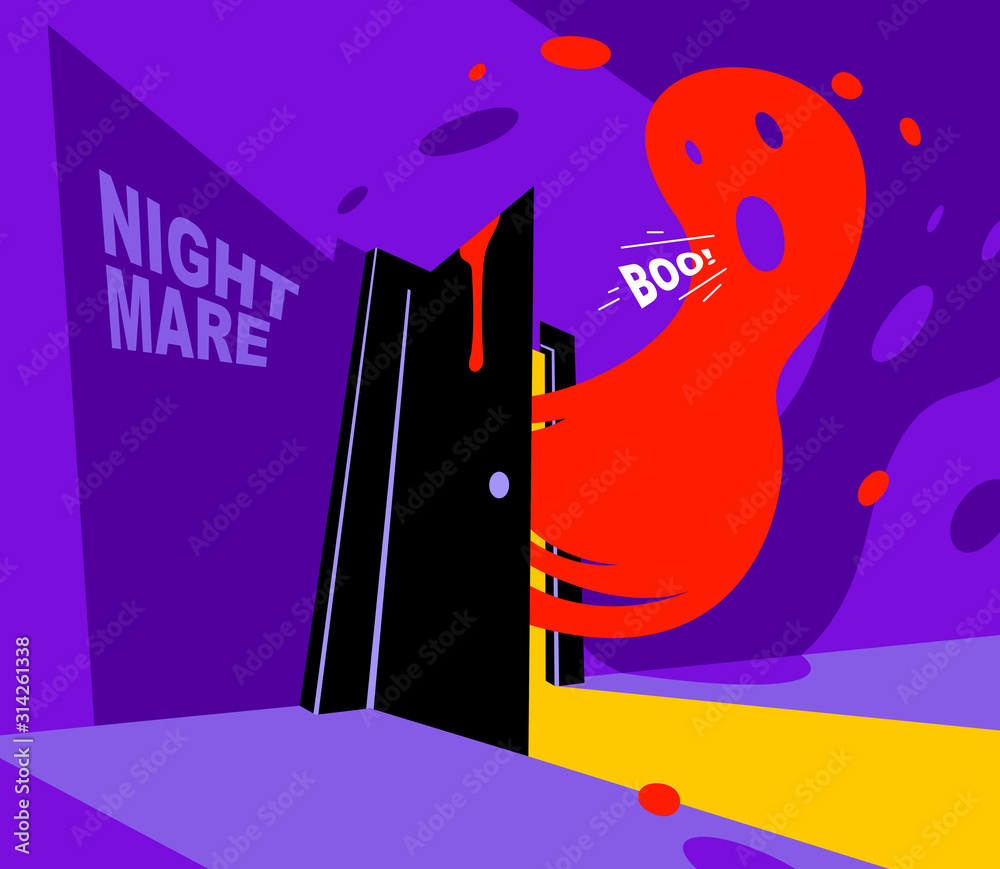 Monster In Corner Nightmare monster comes into dark room bedroom vector stylish ...