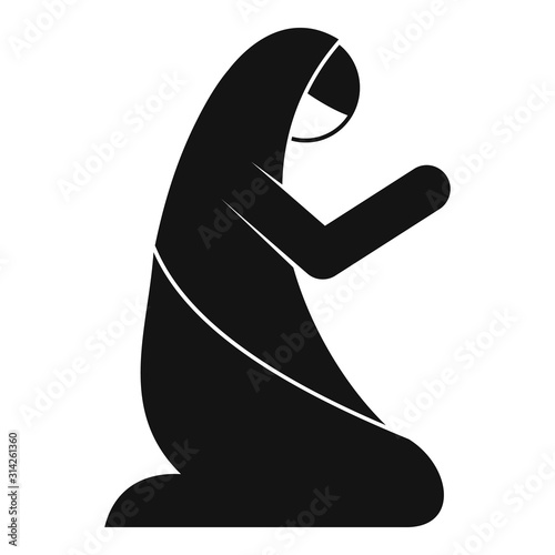 Muslim woman prayer icon. Simple illustration of muslim woman prayer vector icon for web design isolated on white background