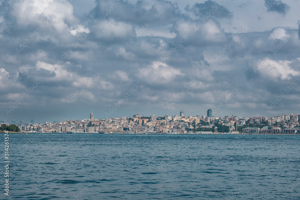 Cityscape of Istanbul, Turkey in a cloudy day.