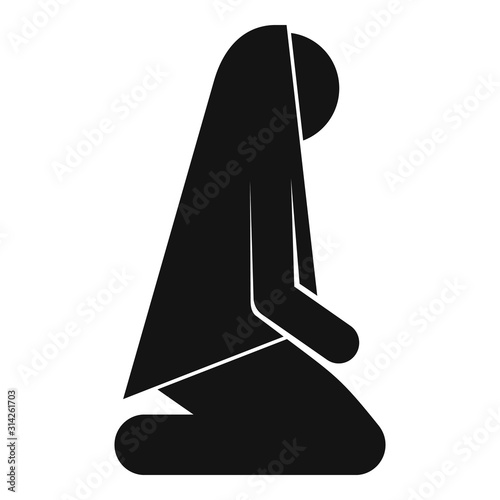 Woman namaz icon. Simple illustration of woman namaz vector icon for web design isolated on white background