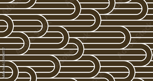 Seamless pattern with twisted lines, vector linear tiling background, stripy weaving, optical maze, twisted stripes.