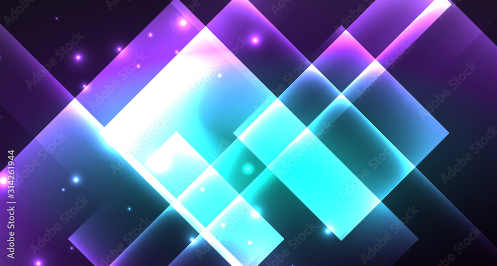 Neon shiny color squares on black, modern template Neon shiny color squares on black, modern template