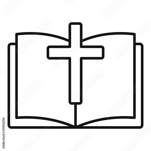 Bible book icon. Outline bible book vector icon for web design isolated on white background