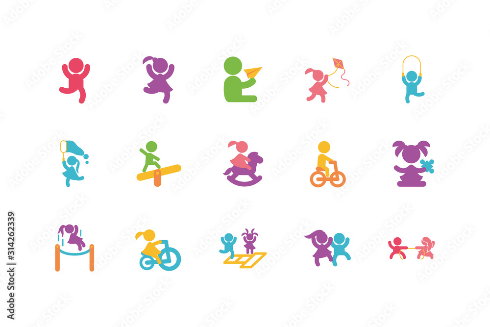 Isolated set of boys and girls avatars vector design