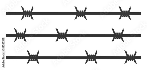 Barbwire fence vector icon. Flat Barbwire fence symbol is isolated on a white background. photo