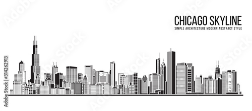 Cityscape Building Simple architecture modern abstract style art Vector Illustration design -  Chicago city