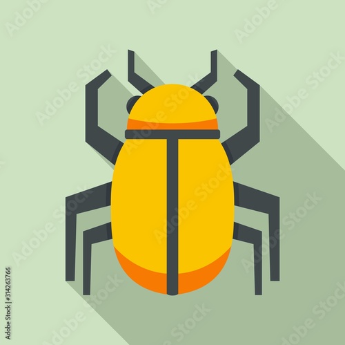 Gold Egypt bug icon. Flat illustration of gold Egypt bug vector icon for web design