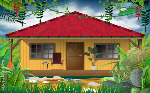 wood house in the jungle	