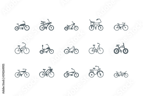 Isolated silhouettes bikes icon set vector design