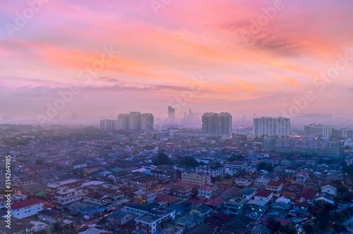 Canvas Print Sunrise over Petaling Jaya and Kuala Lumpur