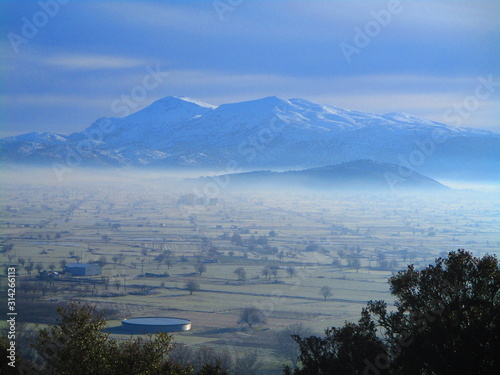 Tsivi mountain in snow in Lasithi plateau