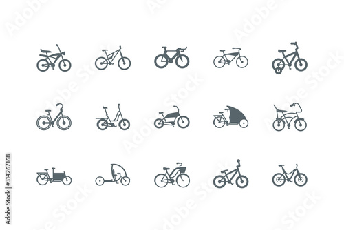 Isolated silhouettes bikes icon set vector design