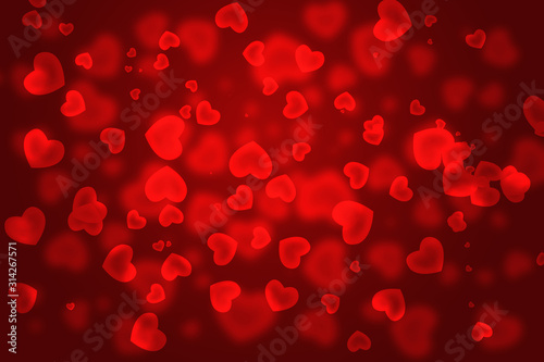 Illustration of a Valentine's Day Card.Heart white in the red background
