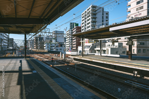 Japanese subway station and train