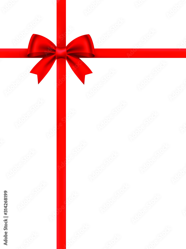Shiny red ribbon bow on white background. Festival or holiday gift concept. Shiny red ribbon bow on white background. Festival or holiday gift concept.