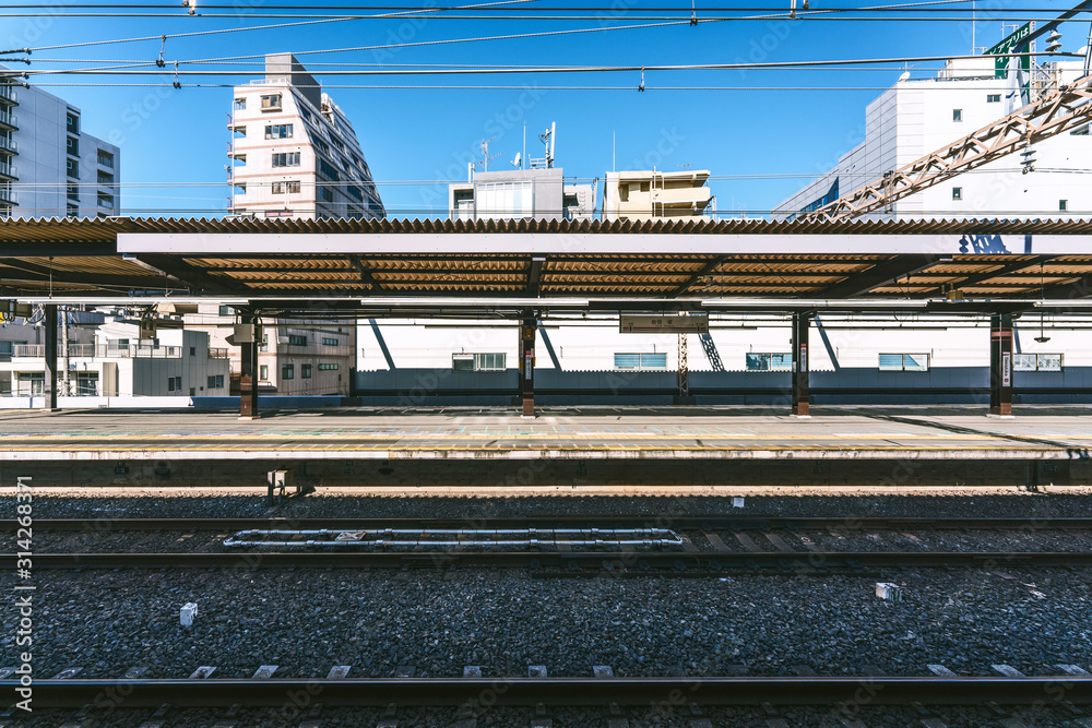 Japanese subway station and train