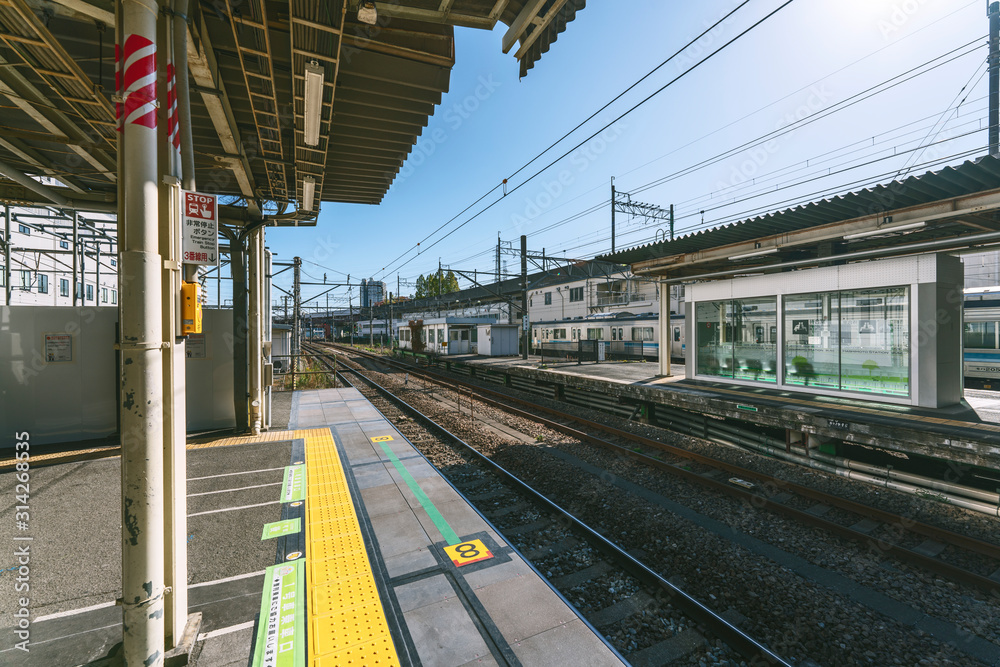 Japanese subway station and train