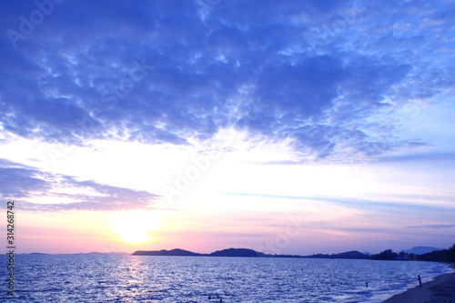 Ocean beaches  beautiful sunset sky.