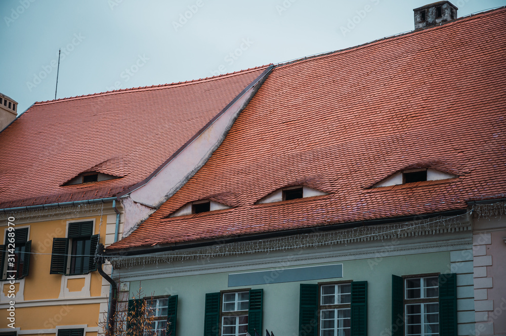 Sibiu, Romania. Traditional houses of Sibiu in the Transylvania area