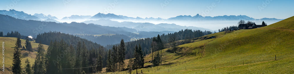 panoramic capture of Stockhorn, Niesen and Oberei Süderen in Emmental