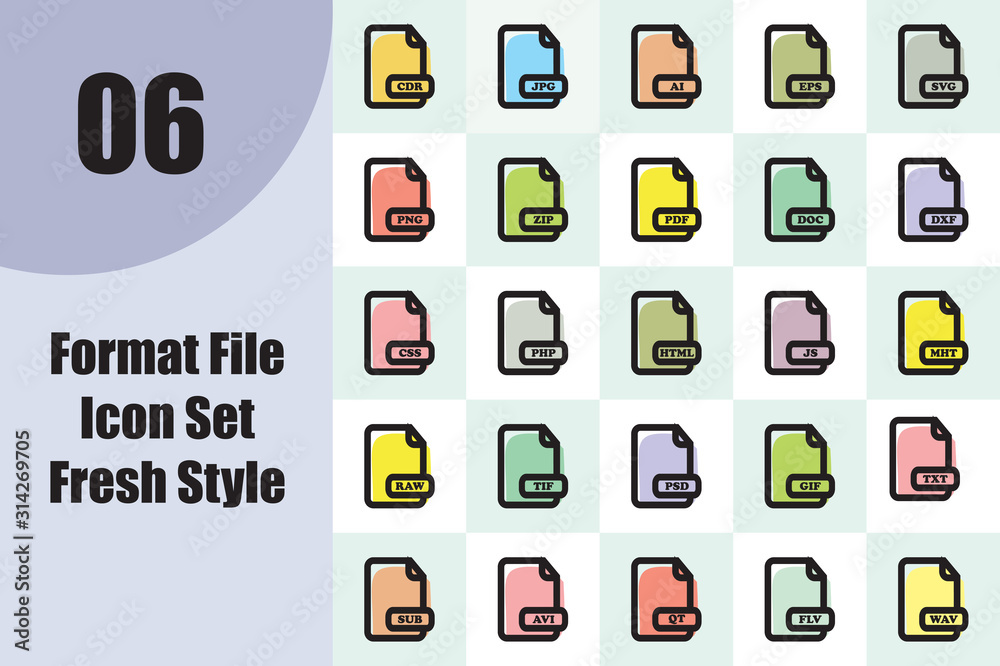 Format File Icon Set Fresh Style Format File Icon Set Fresh Style