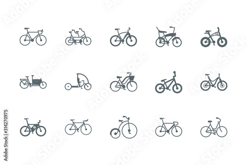 Isolated silhouettes bikes icon set vector design