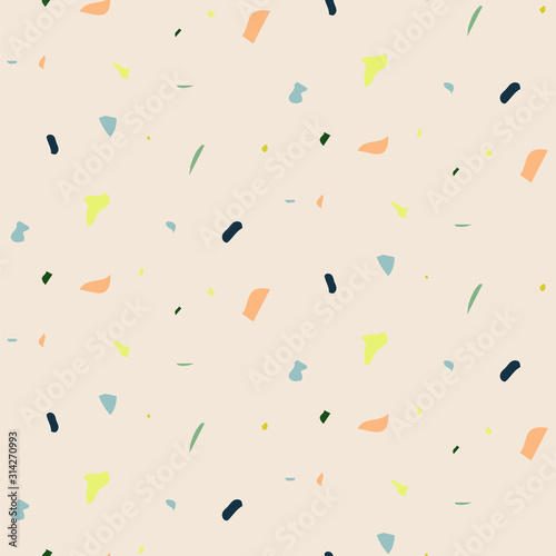Seamless pattern hand drawn dot scratch particles texture vector. Terrazzo dust taupe texture.