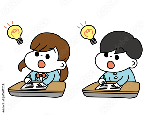 勉強　思いつく男の子と女の子