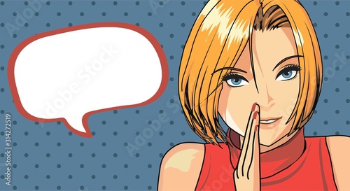 Young attractive girl wants to tell a secret.