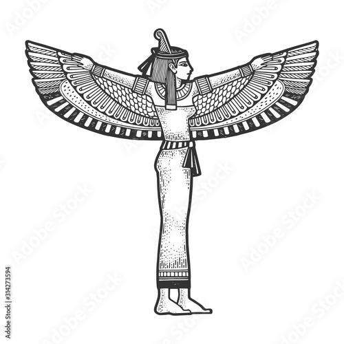 Obraz na plátně Isis Ancient Egyptian Mother goddess sketch engraving vector illustration
