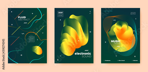 House Music Poster. Wave Gradient Blend. Night 3d 