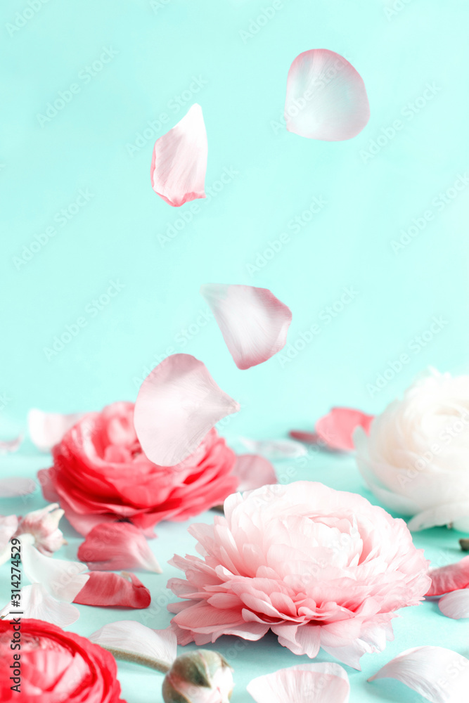 Flowers on a light green background Flowers on a light green background