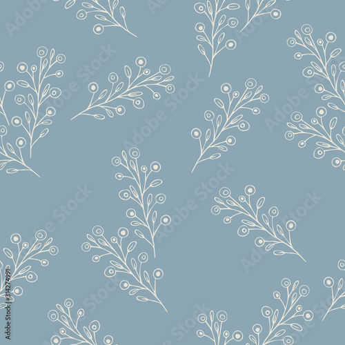 Seamless background with hand-drawn floral pattern. It can be used for decoration of textile, paper and other surfaces.