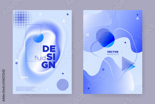 Blue Abstract Memphis Gradi...