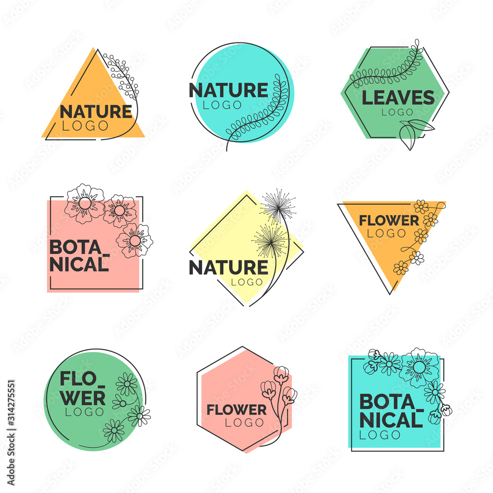 Natural business logo collection in minimal design.Vector