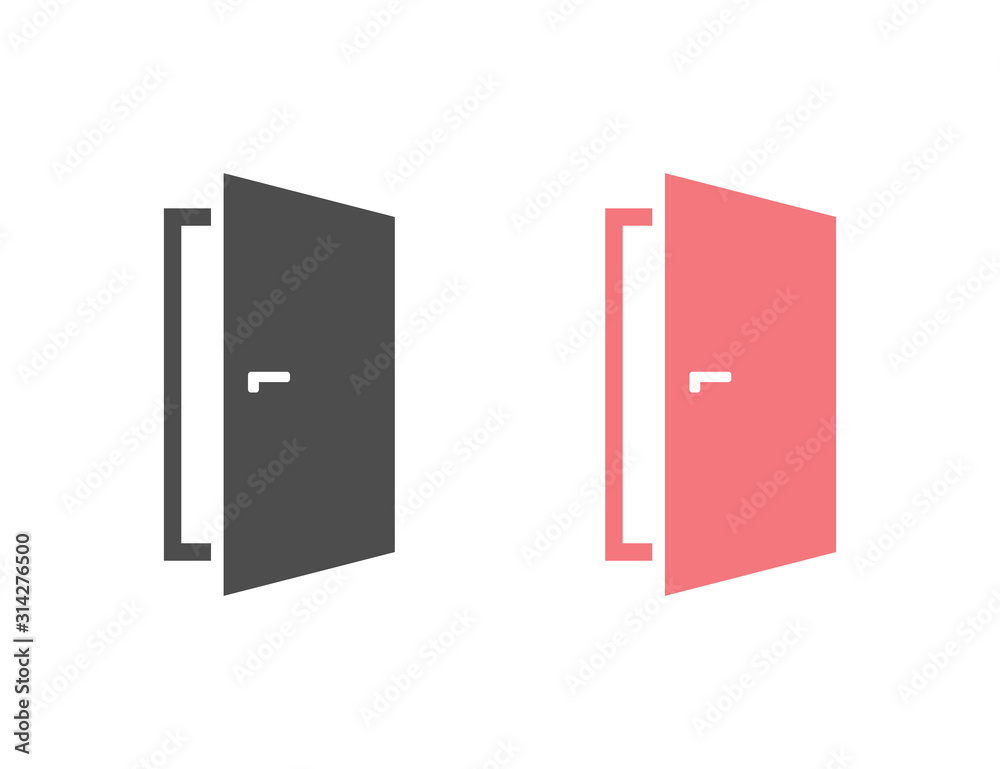 Door vector icon set white on white in flat style Door vector icon set white on white in flat style
