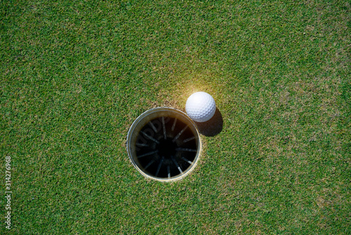Golf ball in the hole