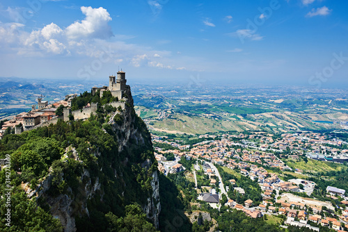 Guaita fortress of San Marino with panoramic landscape
