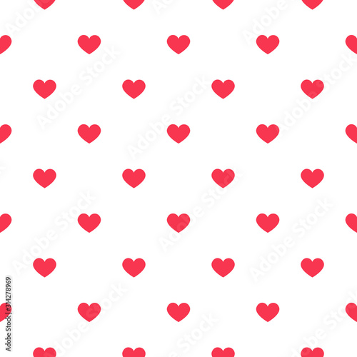 seamless pattern of red hearts on a white background