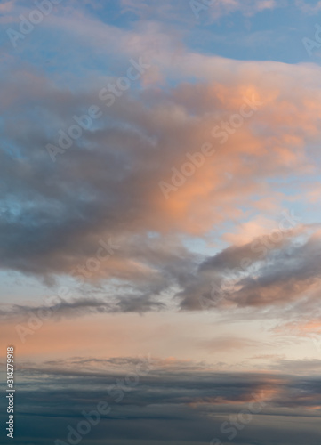 Fototapeta Naklejka Na Ścianę i Meble -  Fantastic soft clouds against blue sky, natural composition - panorama