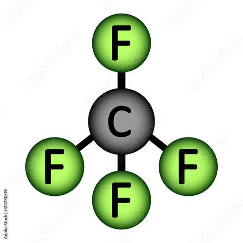 Carbon tetrafluoride gas molecule icon.